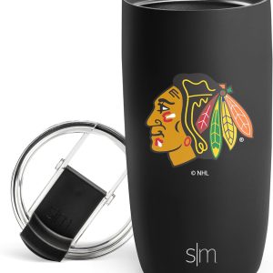 Simple Modern Officially Licensed NHL Chicago Blackhawks 16oz Travel Coffee Tumbler with Flip Lid | Stainless Steel Cup | Hockey Gifts for Men, Women | Voyager Collection | Chicago Blackhawks