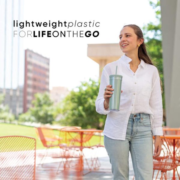 Simple Modern Plastic Tumbler with Lid and Straw | Reusable BPA Free Iced Coffee Cups Double Wall Smoothie Cup | Gifts for Women Men Him Her | Classic Collection | 24oz | Blush - Image 5