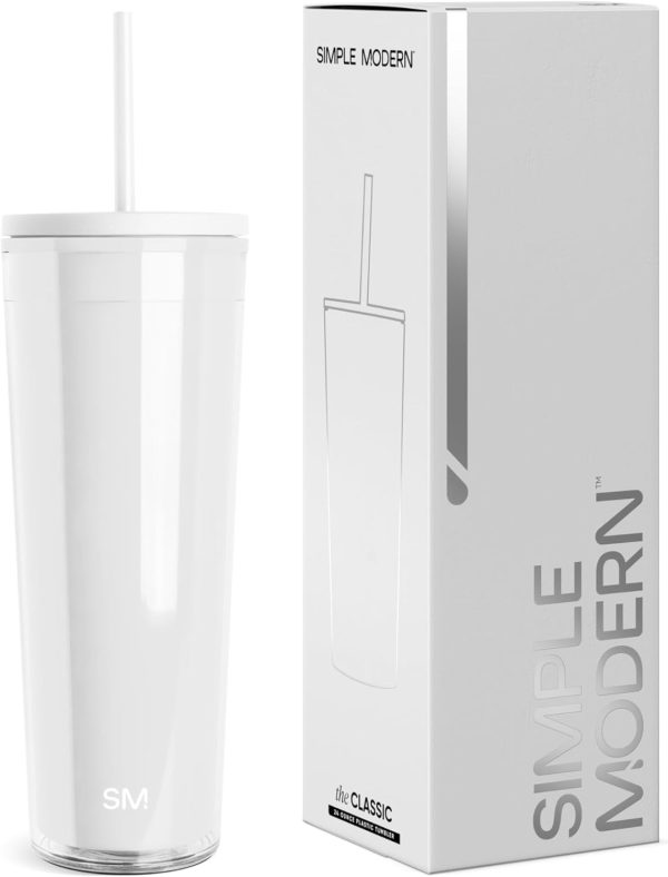 Simple Modern Plastic Tumbler with Lid and Straw | Reusable BPA Free Iced Coffee Cups Double Wall Smoothie Cup | Gifts for Women Men Him Her | Classic Collection | 24oz | Blush - Image 8