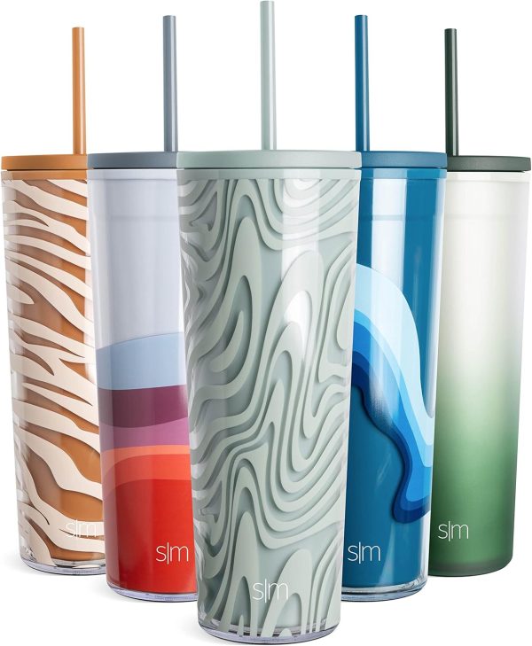 Simple Modern Plastic Tumbler with Lid and Straw | Reusable BPA Free Iced Coffee Cups Double Wall Smoothie Cup | Gifts for Women Men Him Her | Classic Collection | 24oz | Blush - Image 10