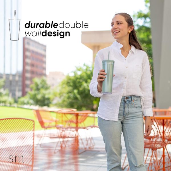 Simple Modern Plastic Tumbler with Lid and Straw | Reusable BPA Free Iced Coffee Cups Double Wall Smoothie Cup | Gifts for Women Men Him Her | Classic Collection | 24oz | Blush - Image 16