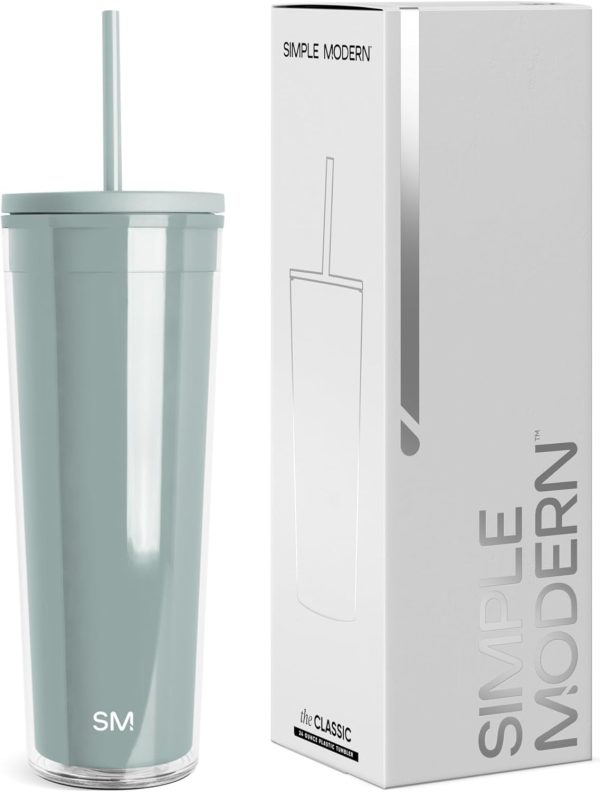 Simple Modern Plastic Tumbler with Lid and Straw | Reusable BPA Free Iced Coffee Cups Double Wall Smoothie Cup | Gifts for Women Men Him Her | Classic Collection | 24oz | Blush - Image 17