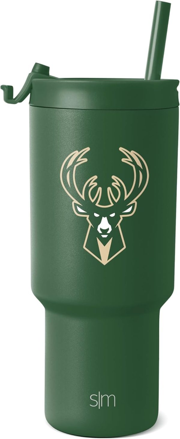 Simple Modern Officially Licensed NBA 30oz Tumbler with Flip Lid and Straws | Insulated Stainless Steel Cup | Trek Collection