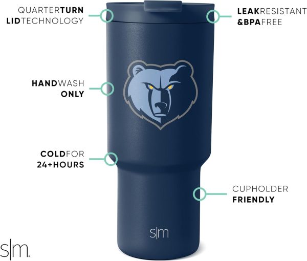 Simple Modern Officially Licensed NBA 30oz Tumbler with Flip Lid and Straws | Insulated Stainless Steel Cup | Trek Collection - Image 5