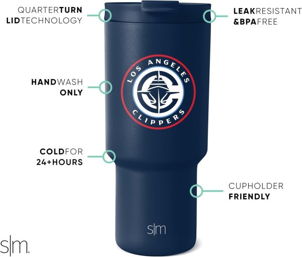Simple Modern Officially Licensed NBA 30oz Tumbler with Flip Lid and Straws | Insulated Stainless Steel Cup | Trek Collection - Image 7
