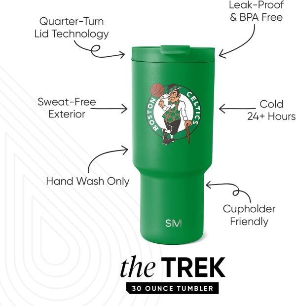 Simple Modern Officially Licensed NBA 30oz Tumbler with Flip Lid and Straws | Insulated Stainless Steel Cup | Trek Collection - Image 9