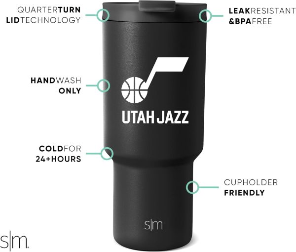 Simple Modern Officially Licensed NBA 30oz Tumbler with Flip Lid and Straws | Insulated Stainless Steel Cup | Trek Collection - Image 11