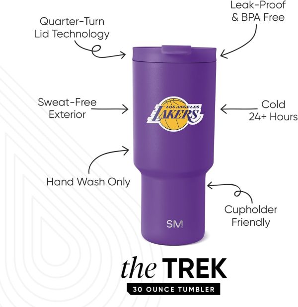 Simple Modern Officially Licensed NBA 30oz Tumbler with Flip Lid and Straws | Insulated Stainless Steel Cup | Trek Collection - Image 13