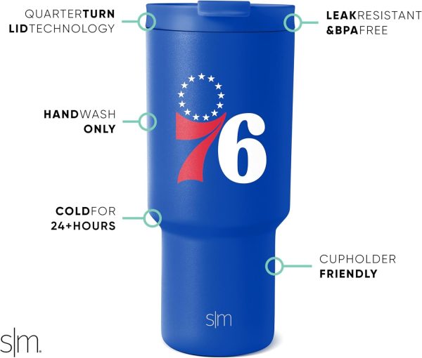 Simple Modern Officially Licensed NBA 30oz Tumbler with Flip Lid and Straws | Insulated Stainless Steel Cup | Trek Collection - Image 23