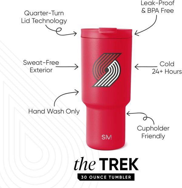 Simple Modern Officially Licensed NBA 30oz Tumbler with Flip Lid and Straws | Insulated Stainless Steel Cup | Trek Collection - Image 25