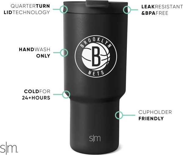 Simple Modern Officially Licensed NBA 30oz Tumbler with Flip Lid and Straws | Insulated Stainless Steel Cup | Trek Collection - Image 29