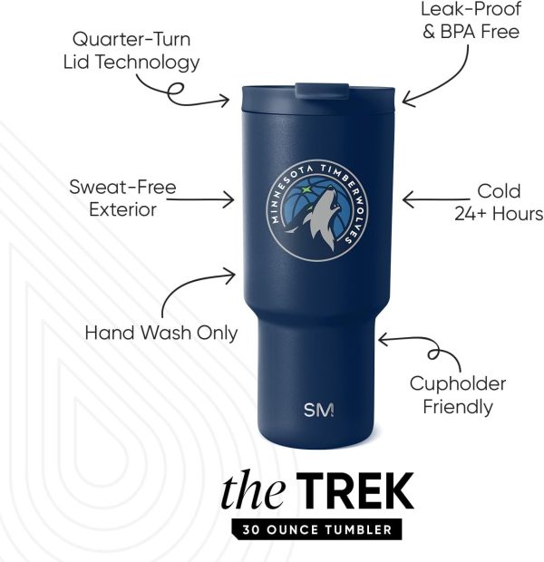 Simple Modern Officially Licensed NBA 30oz Tumbler with Flip Lid and Straws | Insulated Stainless Steel Cup | Trek Collection - Image 35