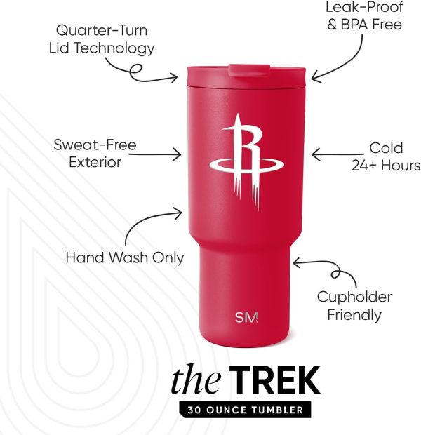 Simple Modern Officially Licensed NBA 30oz Tumbler with Flip Lid and Straws | Insulated Stainless Steel Cup | Trek Collection - Image 37