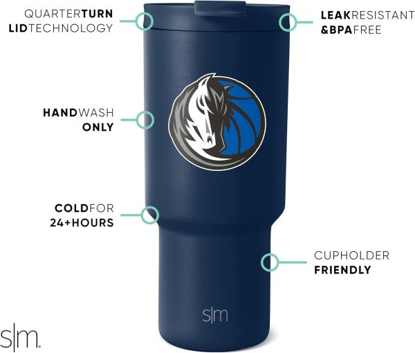 Simple Modern Officially Licensed NBA 30oz Tumbler with Flip Lid and Straws | Insulated Stainless Steel Cup | Trek Collection - Image 39