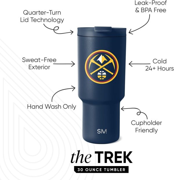 Simple Modern Officially Licensed NBA 30oz Tumbler with Flip Lid and Straws | Insulated Stainless Steel Cup | Trek Collection - Image 43