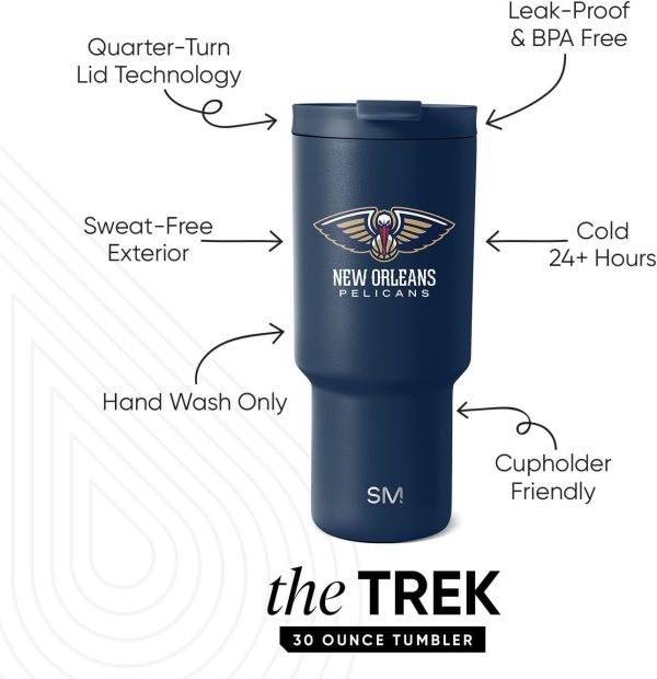 Simple Modern Officially Licensed NBA 30oz Tumbler with Flip Lid and Straws | Insulated Stainless Steel Cup | Trek Collection - Image 45