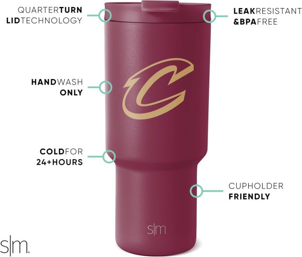 Simple Modern Officially Licensed NBA 30oz Tumbler with Flip Lid and Straws | Insulated Stainless Steel Cup | Trek Collection - Image 47