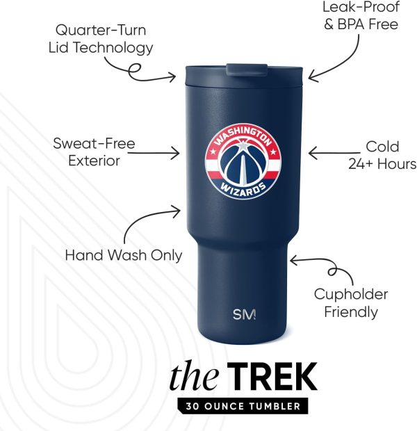 Simple Modern Officially Licensed NBA 30oz Tumbler with Flip Lid and Straws | Insulated Stainless Steel Cup | Trek Collection - Image 51