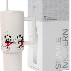 Simple Modern Disney 40 oz Tumbler with Handle and Straw Lid | Insulated Reusable Stainless Steel Water Bottle Travel Mug | Gifts for Women Men Him Her | Trek Collection | 40oz | Mickey Mouse Dances