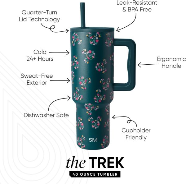 Simple Modern Disney 40 oz Tumbler with Handle and Straw Lid | Insulated Reusable Stainless Steel Water Bottle Travel Mug | Gifts for Women Men Him Her | Trek Collection | 40oz | Mickey Mouse Dances - Image 20
