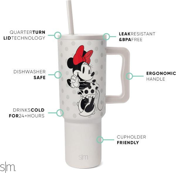 Simple Modern Disney 40 oz Tumbler with Handle and Straw Lid | Insulated Reusable Stainless Steel Water Bottle Travel Mug | Gifts for Women Men Him Her | Trek Collection | 40oz | Mickey Mouse Dances - Image 22