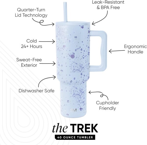 Simple Modern Disney 40 oz Tumbler with Handle and Straw Lid | Insulated Reusable Stainless Steel Water Bottle Travel Mug | Gifts for Women Men Him Her | Trek Collection | 40oz | Mickey Mouse Dances - Image 28
