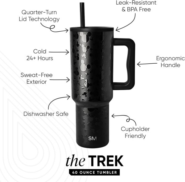 Simple Modern Disney 40 oz Tumbler with Handle and Straw Lid | Insulated Reusable Stainless Steel Water Bottle Travel Mug | Gifts for Women Men Him Her | Trek Collection | 40oz | Mickey Mouse Dances - Image 42