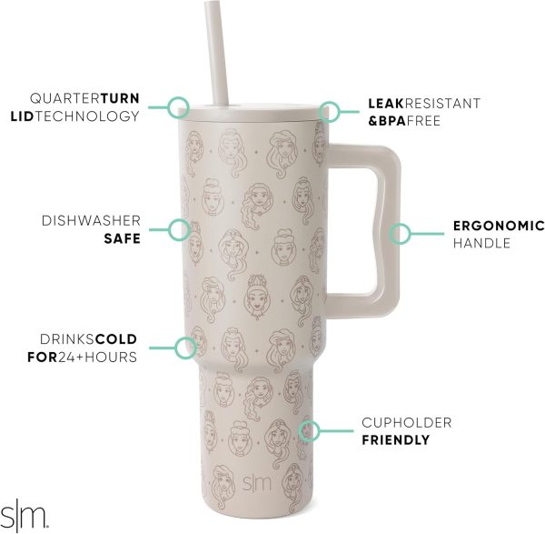 Simple Modern Disney 40 oz Tumbler with Handle and Straw Lid | Insulated Reusable Stainless Steel Water Bottle Travel Mug | Gifts for Women Men Him Her | Trek Collection | 40oz | Mickey Mouse Dances - Image 44