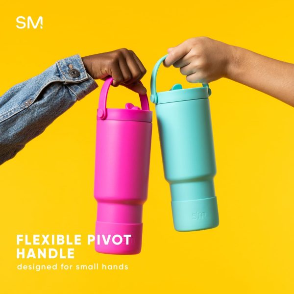 Simple Modern Trek Pivot | 24oz Kids Flip Straw Tumbler with Handle and Silicone Boot | Insulated Water Bottle Stainless Steel Cup | School Travel Jug | Confetti - Image 5