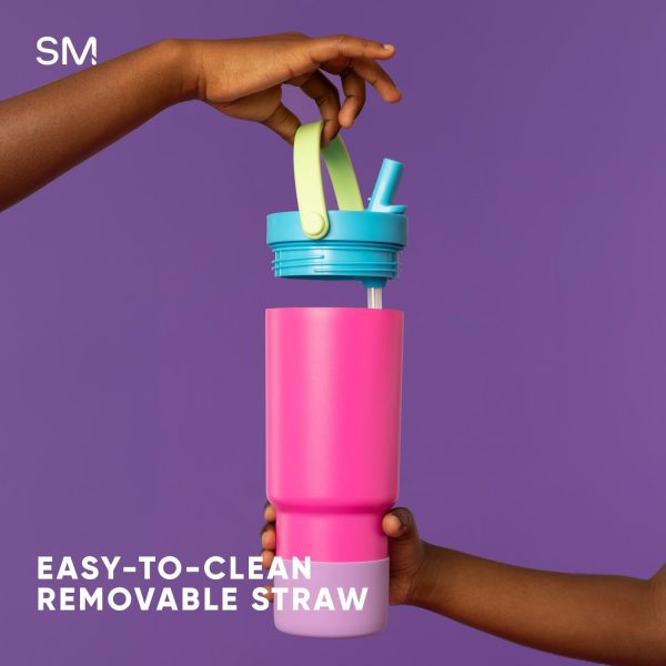 Simple Modern Trek Pivot | 24oz Kids Flip Straw Tumbler with Handle and Silicone Boot | Insulated Water Bottle Stainless Steel Cup | School Travel Jug | Confetti - Image 6