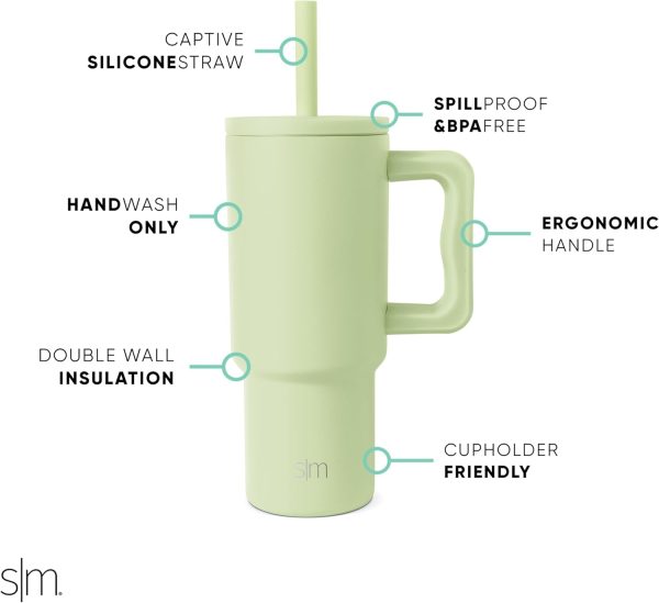 Simple Modern Trek Pivot | 24oz Kids Flip Straw Tumbler with Handle and Silicone Boot | Insulated Water Bottle Stainless Steel Cup | School Travel Jug | Confetti - Image 16