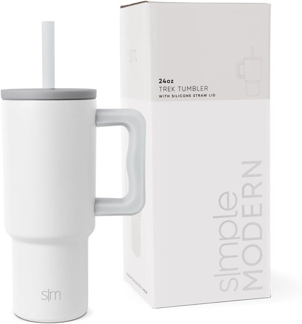 Simple Modern Trek Pivot | 24oz Kids Flip Straw Tumbler with Handle and Silicone Boot | Insulated Water Bottle Stainless Steel Cup | School Travel Jug | Confetti - Image 23