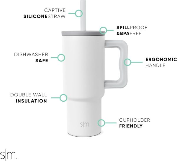 Simple Modern Trek Pivot | 24oz Kids Flip Straw Tumbler with Handle and Silicone Boot | Insulated Water Bottle Stainless Steel Cup | School Travel Jug | Confetti - Image 24