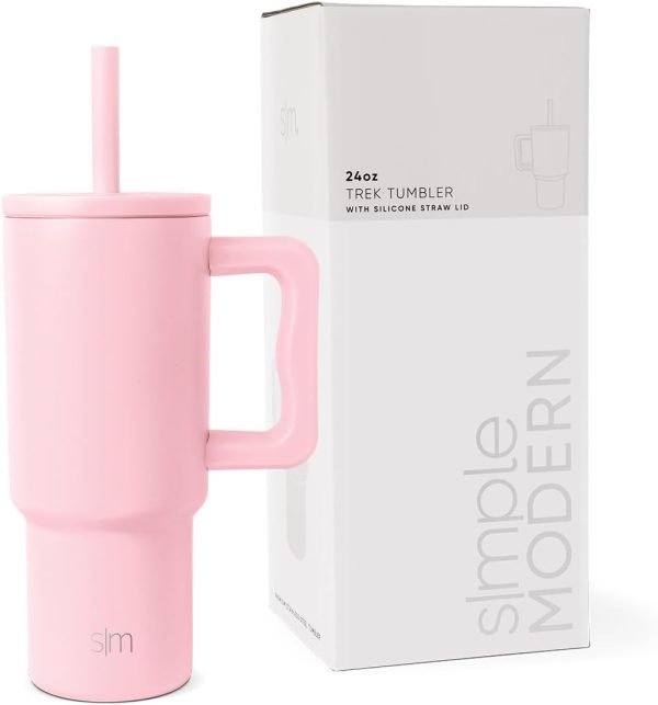 Simple Modern Trek Pivot | 24oz Kids Flip Straw Tumbler with Handle and Silicone Boot | Insulated Water Bottle Stainless Steel Cup | School Travel Jug | Confetti - Image 28