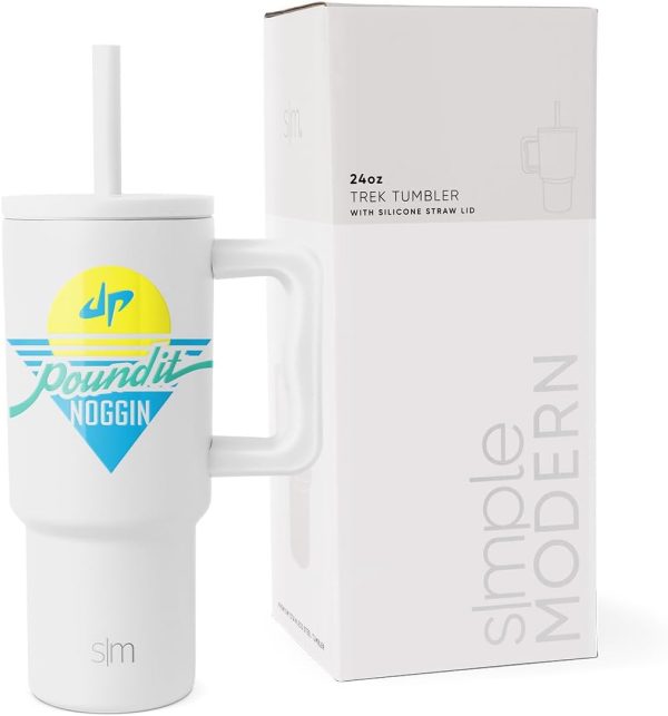 Simple Modern Trek Pivot | 24oz Kids Flip Straw Tumbler with Handle and Silicone Boot | Insulated Water Bottle Stainless Steel Cup | School Travel Jug | Confetti - Image 36