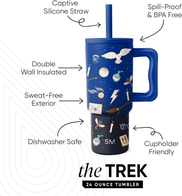 Simple Modern Trek Pivot | 24oz Kids Flip Straw Tumbler with Handle and Silicone Boot | Insulated Water Bottle Stainless Steel Cup | School Travel Jug | Confetti - Image 43