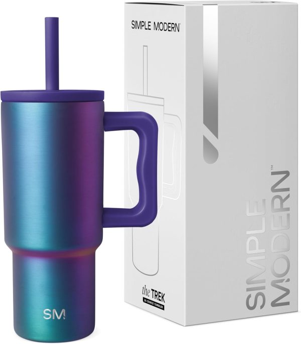 Simple Modern Trek Pivot | 24oz Kids Flip Straw Tumbler with Handle and Silicone Boot | Insulated Water Bottle Stainless Steel Cup | School Travel Jug | Confetti - Image 45
