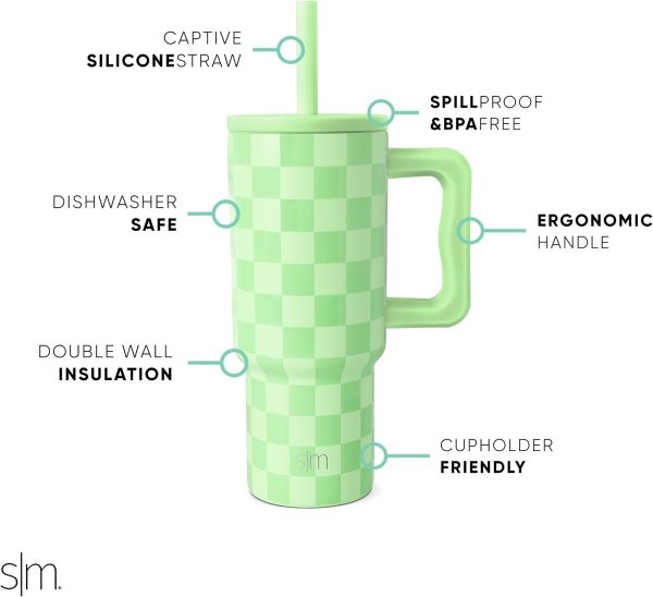 Simple Modern Trek Pivot | 24oz Kids Flip Straw Tumbler with Handle and Silicone Boot | Insulated Water Bottle Stainless Steel Cup | School Travel Jug | Confetti - Image 51