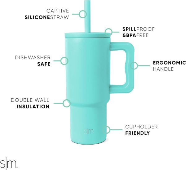 Simple Modern Trek Pivot | 24oz Kids Flip Straw Tumbler with Handle and Silicone Boot | Insulated Water Bottle Stainless Steel Cup | School Travel Jug | Confetti - Image 53