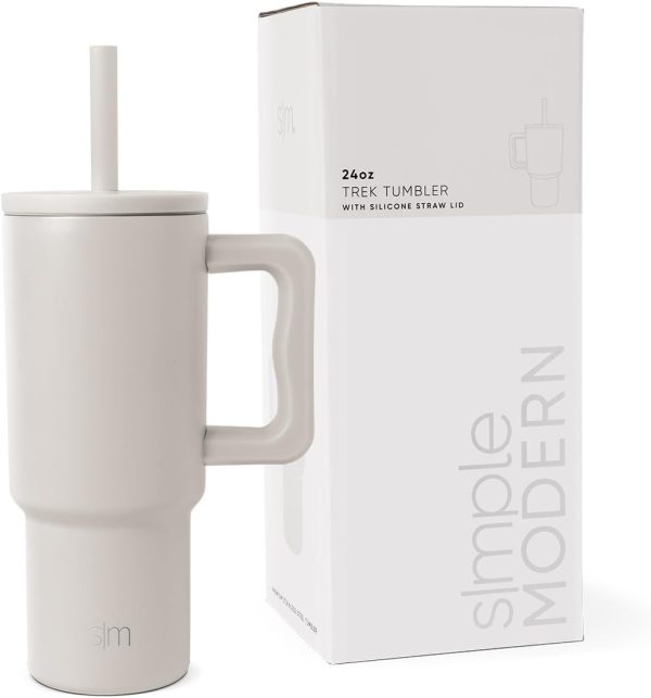Simple Modern Trek Pivot | 24oz Kids Flip Straw Tumbler with Handle and Silicone Boot | Insulated Water Bottle Stainless Steel Cup | School Travel Jug | Confetti - Image 58