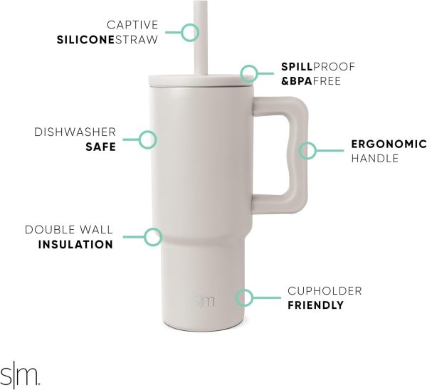 Simple Modern Trek Pivot | 24oz Kids Flip Straw Tumbler with Handle and Silicone Boot | Insulated Water Bottle Stainless Steel Cup | School Travel Jug | Confetti - Image 59