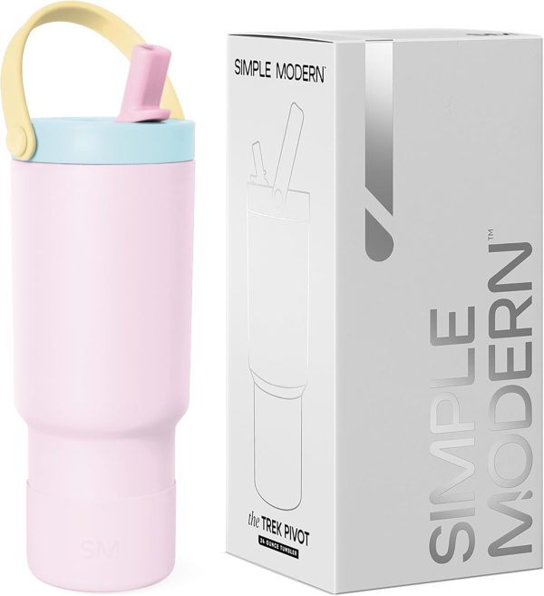 Simple Modern Trek Pivot | 24oz Kids Flip Straw Tumbler with Handle and Silicone Boot | Insulated Water Bottle Stainless Steel Cup | School Travel Jug | Confetti - Image 60