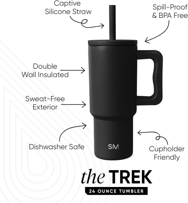Simple Modern Trek Pivot | 24oz Kids Flip Straw Tumbler with Handle and Silicone Boot | Insulated Water Bottle Stainless Steel Cup | School Travel Jug | Confetti - Image 62