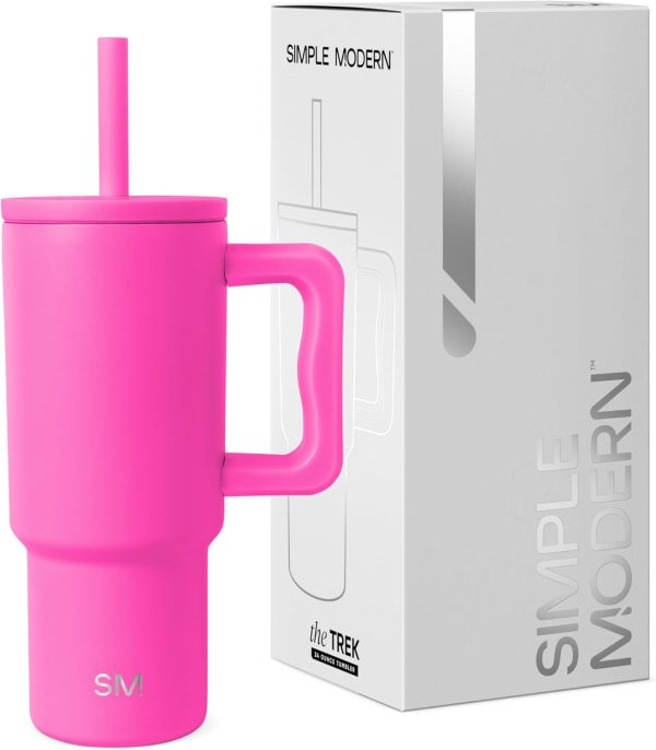 Simple Modern Trek Pivot | 24oz Kids Flip Straw Tumbler with Handle and Silicone Boot | Insulated Water Bottle Stainless Steel Cup | School Travel Jug | Confetti - Image 63
