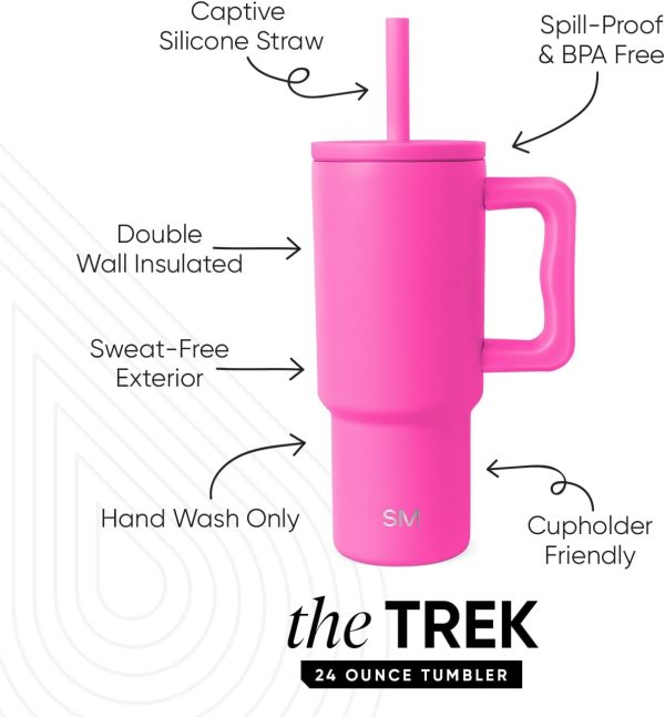Simple Modern Trek Pivot | 24oz Kids Flip Straw Tumbler with Handle and Silicone Boot | Insulated Water Bottle Stainless Steel Cup | School Travel Jug | Confetti - Image 64