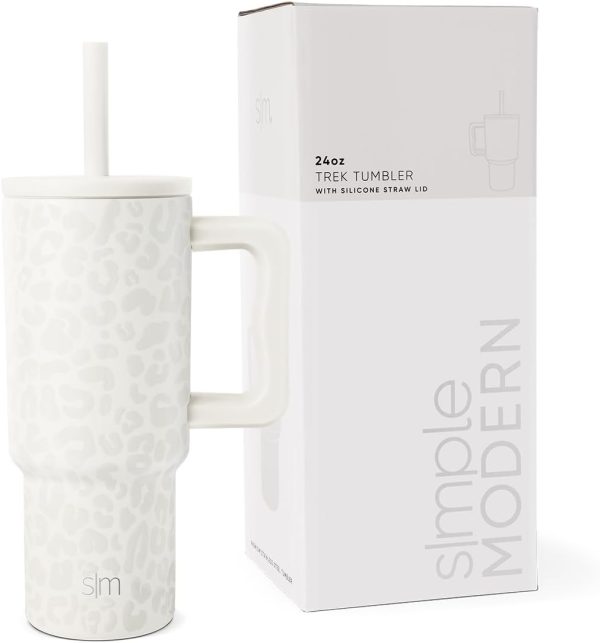 Simple Modern Trek Pivot | 24oz Kids Flip Straw Tumbler with Handle and Silicone Boot | Insulated Water Bottle Stainless Steel Cup | School Travel Jug | Confetti - Image 71