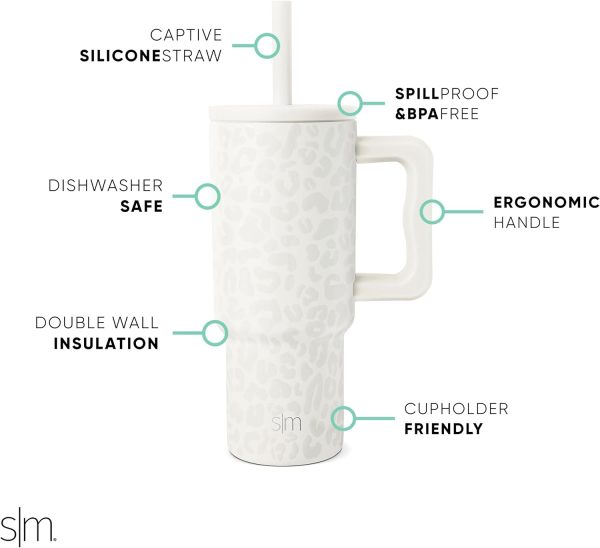 Simple Modern Trek Pivot | 24oz Kids Flip Straw Tumbler with Handle and Silicone Boot | Insulated Water Bottle Stainless Steel Cup | School Travel Jug | Confetti - Image 72