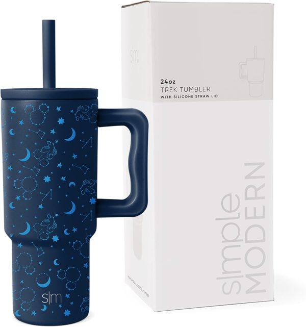 Simple Modern Trek Pivot | 24oz Kids Flip Straw Tumbler with Handle and Silicone Boot | Insulated Water Bottle Stainless Steel Cup | School Travel Jug | Confetti - Image 77