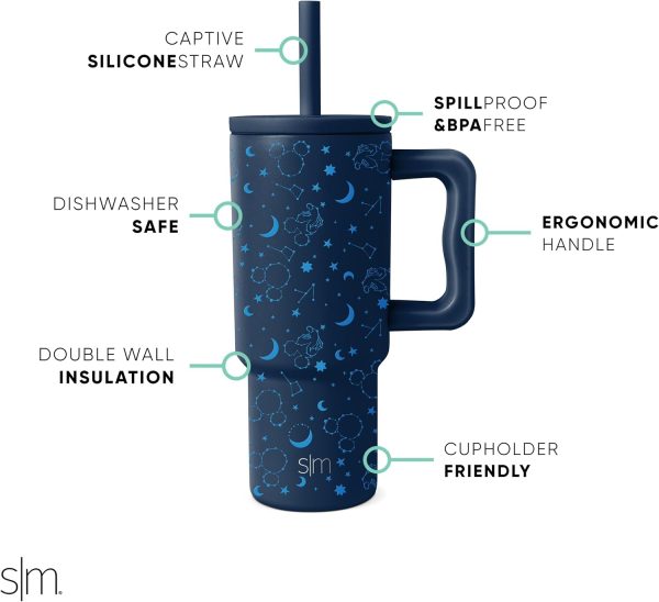Simple Modern Trek Pivot | 24oz Kids Flip Straw Tumbler with Handle and Silicone Boot | Insulated Water Bottle Stainless Steel Cup | School Travel Jug | Confetti - Image 78