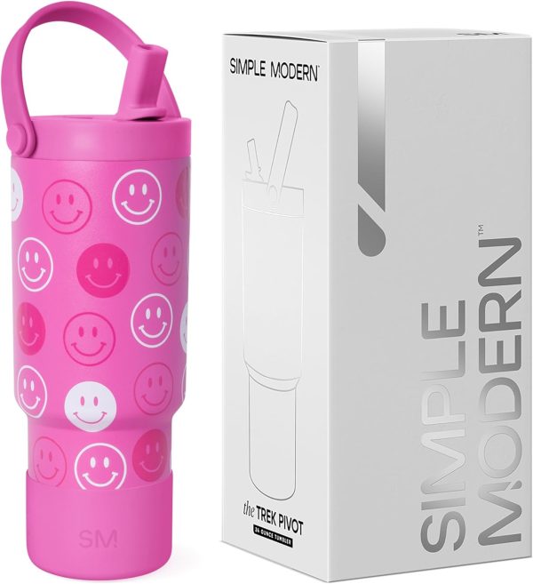 Simple Modern Trek Pivot | 24oz Kids Flip Straw Tumbler with Handle and Silicone Boot | Insulated Water Bottle Stainless Steel Cup | School Travel Jug | Confetti - Image 81